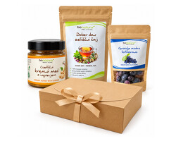 SONČEN DAN ~ <br>DARILNI PAKET<br /><span>(MED, ČAJ, PRIGRIZEK)</span>