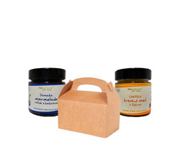 MEDENO SADNA SKUŠNJAVA <br>DARILNI PAKET<br /><span>(MARMELADA ROBIDA, MED ŠIPEK)</span>