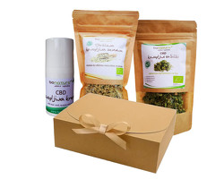 RAZVAJANJE S KONOPLJO<br>DARILNI PAKET<br /><span>(CBD KREMA, SEMENA, ČAJ)</span>